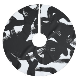 豪華な金ゴールドアート：抽象芸術ブラックストローク。 ブラッシュドポリエステルツリースカート