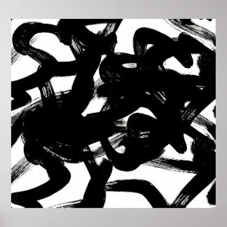 豪華な金ゴールドアート：抽象芸術ブラックストローク。 ポスター