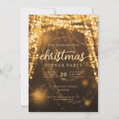 豪華な金ゴールドウィンターライトクリスマスパーティー 招待状 (正面)
