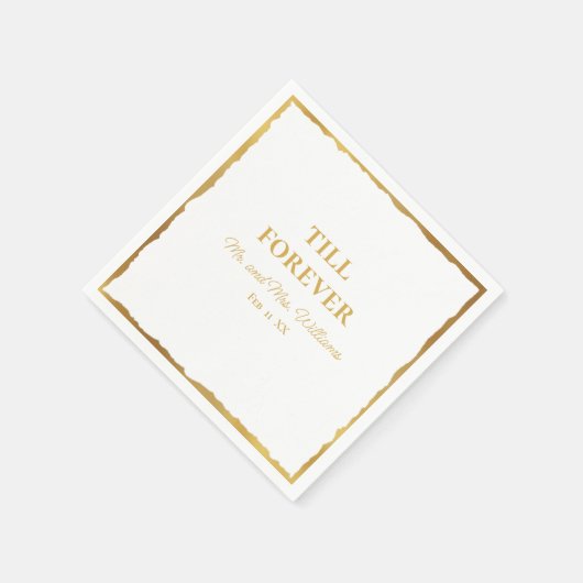 豪華な金ゴールドエッジ永遠のミセス結婚ズまで スタンダードカクテルナプキン (角)