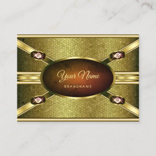 豪華な金ゴールドエフェクト大理石とフェイク宝石 名刺 (正面)