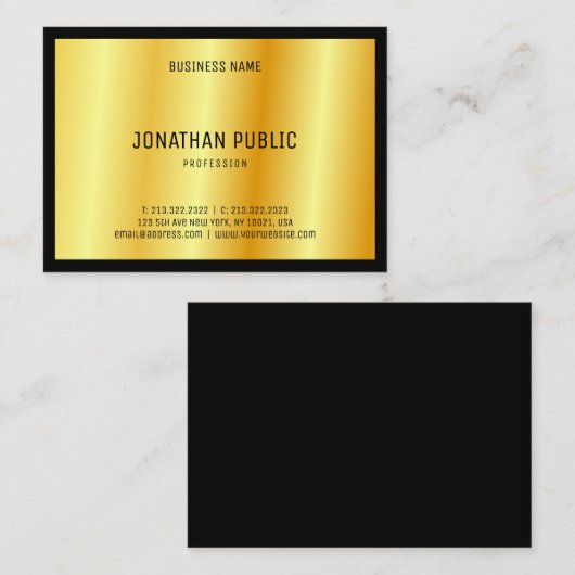豪華な金ゴールドエレガントカスタムテンプレートモダン 名刺 (正面/裏面)