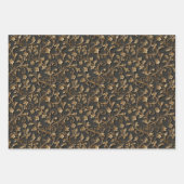 豪華な金ゴールドエンボスフローラルパターン ラッピングペーパーシート (正面3)