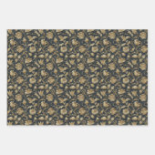 豪華な金ゴールドエンボスフローラルパターン ラッピングペーパーシート (正面)