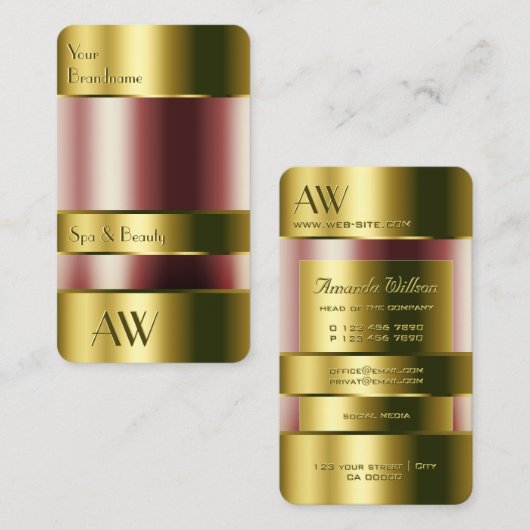 豪華な金ゴールドガラスが赤い流体を見ることができる3Dイニシャル 名刺 (正面/裏面)