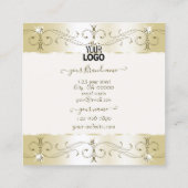 豪華な金ゴールドクリーム華美オーナメントとロゴ スクエア名刺 (裏面)