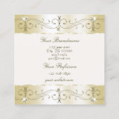 豪華な金ゴールドクリーム華美オーナメントと写真 スクエア名刺 (裏面)