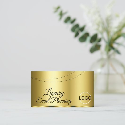 豪華な金ゴールドグラマラスとロゴプロフェッショナル 名刺 (スタンド正面)