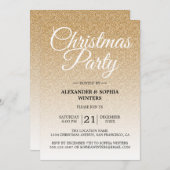 豪華な金ゴールドグリッターグラデーションクリスマスパーティー 招待状 (正面/裏面)