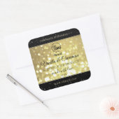 豪華な金ゴールドグリッタースターのロゴ製品ラベル スクエアシール (封筒)