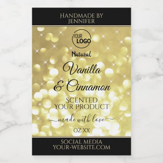 豪華な金ゴールドグリッタースターのロゴ製品ラベル フードラベル (シングルラベル)