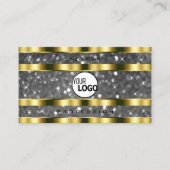 豪華な金ゴールドシルバーグリッタースター追加ロゴノーブル 名刺 (正面)