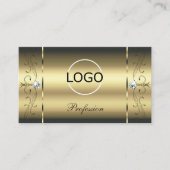 豪華な金ゴールドスクエグレ宝石ロゴを追加グラマラス 名刺 (正面)