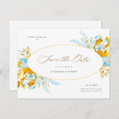 豪華な金ゴールドターコイズフローラの日付投稿を保存 ポストカード (正面/裏面)