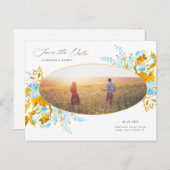 豪華な金ゴールドターコイズフローラの日付投稿を保存 ポストカード (正面/裏面)