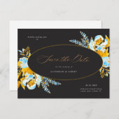 豪華な金ゴールドターコイズフローラ保存日 ポストカード (正面/裏面)