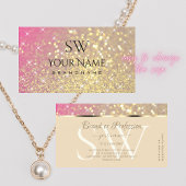 豪華な金ゴールドピンクパープルグリッタースターズモノグラム 名刺