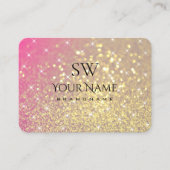 豪華な金ゴールドピンクパープルグリッタースターズモノグラム 名刺 (正面)