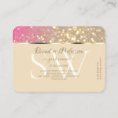 豪華な金ゴールドピンクパープルグリッタースターズモノグラム 名刺 (裏面)