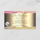 豪華な金ゴールドピンクパープルグリッタースター追加ロゴ 名刺 (裏面)