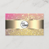 豪華な金ゴールドピンクパープルグリッタースター追加ロゴ 名刺 (正面)