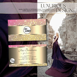 豪華な金ゴールドピンクパープルグリッタースター追加ロゴ 名刺