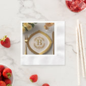 豪華な金ゴールドフォイルモノグラム紙ナプキン 縁ありカクテルナプキン (インサイチュ)