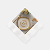 豪華な金ゴールドフォイルモノグラム紙ナプキン 縁ありカクテルナプキン (角)