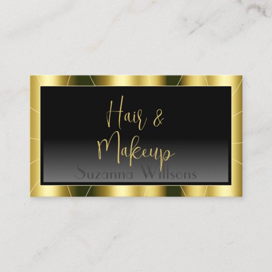 豪華な金ゴールドフレームと写真付き黒グラデーション 名刺 (正面)