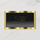 豪華な金ゴールドフレームブラックグラディエント（モノグラム） 名刺 (正面)
