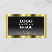 豪華な金ゴールドフレームブラックグラデカッコいいーションとロゴ 名刺 (正面)