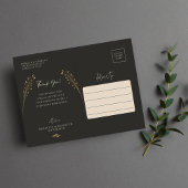 豪華な金ゴールドフローラミニマリスト写真ありがとう ポストカード