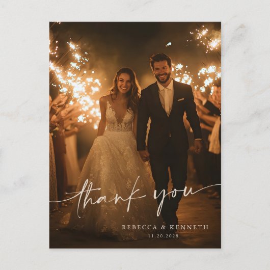 豪華な金ゴールドフローラミニマリスト写真ありがとう ポストカード (正面)