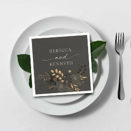 豪華な金ゴールドフローラミニマル結婚リスト スタンダードカクテルナプキン