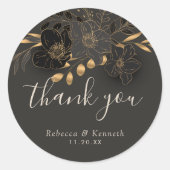 豪華な金ゴールドフローラ結婚ミニマリスト ラウンドシール (正面)