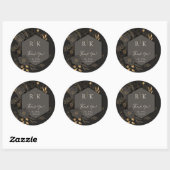 豪華な金ゴールドフローラ結婚モノグラムありがとう ラウンドシール (シート)