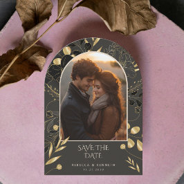 豪華な金ゴールドフローラ2アーチ写真保存日 招待状