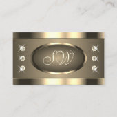 豪華な金ゴールドブラウンとストラスストーン&イニシャル 名刺 (正面)