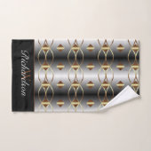 豪華な金ゴールドブラックとシルバーモノグラムの バスタオルセット (ハンドタオル)