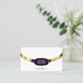 豪華な金ゴールドホワイトとパープルモノグラムダイヤモンド 名刺 (スタンド正面)