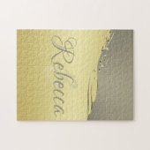 豪華な金ゴールドメタル金ゴールドと銀 ジグソーパズル (横)