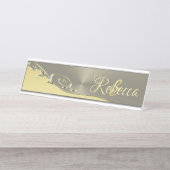 豪華な金ゴールドメタル金ゴールドと銀 デスクネームプレート (正面)
