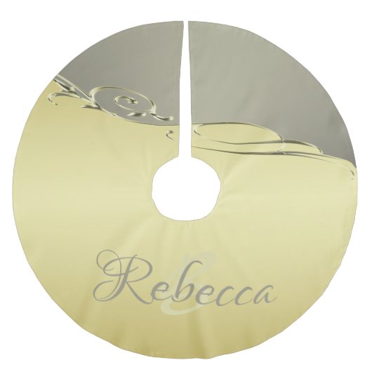 豪華な金ゴールドメタル金ゴールドと銀 ブラッシュドポリエステルツリースカート (正面)