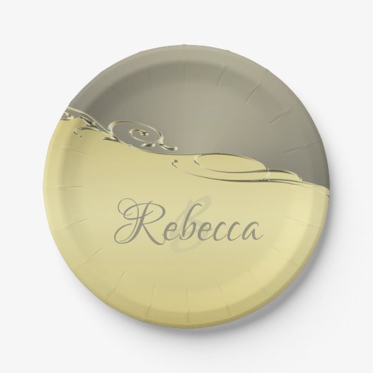 豪華な金ゴールドメタル金ゴールドと銀 ペーパープレート (正面)