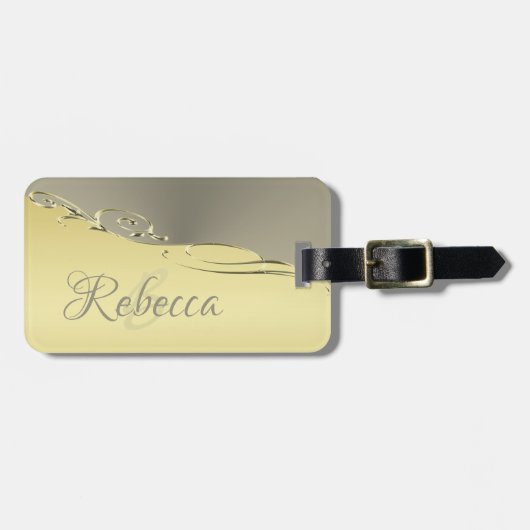 豪華な金ゴールドメタル金ゴールドと銀 ラゲッジタグ (正面横)