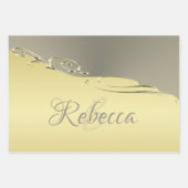 豪華な金ゴールドメタル金ゴールドと銀 ラッピングペーパーシート (正面3)