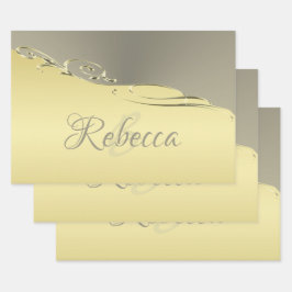 豪華な金ゴールドメタル金ゴールドと銀 ラッピングペーパーシート