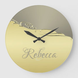 豪華な金ゴールドメタル金ゴールドと銀 ラージ壁時計