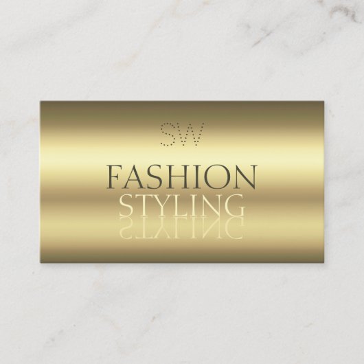 豪華な金ゴールドモダン鏡フォントとモノグラム 名刺 (正面)