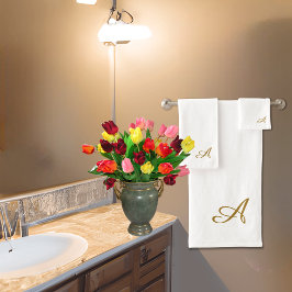 豪華な金ゴールドモノグラムカスタマイズ バスタオルセット